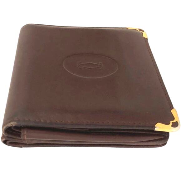 Must de Cartier Bordeaux Leather Bifold Wallet, 3.9"x3.9" - Picture 3 of 9